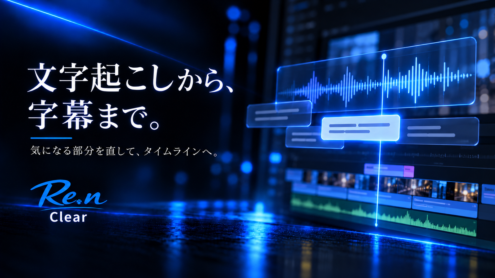 Re.n Clear — 文字起こしから部分修正、字幕づくりまで